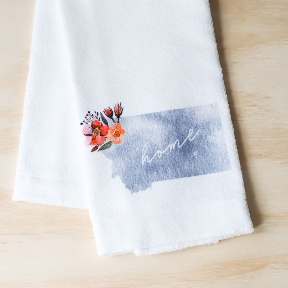 Warm Floral Watercolor State Tea Towel STE0107TT