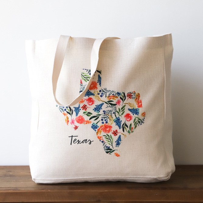Claire Blue Bonnet Pattern State Tote STE0124BAG