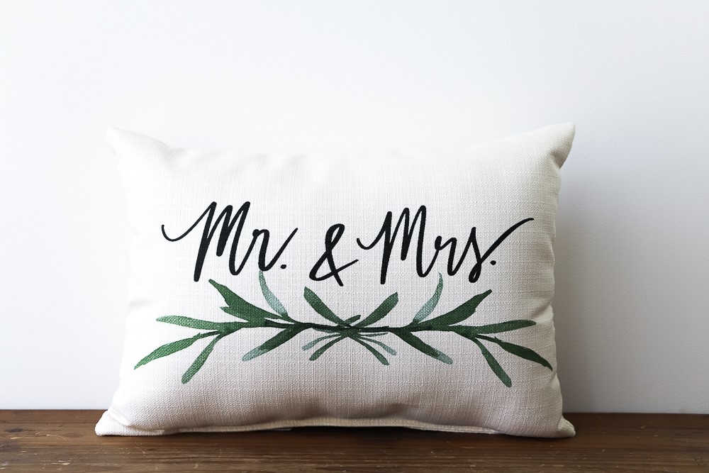 Mr. & Mrs. Handwritten Pillow TXT0271