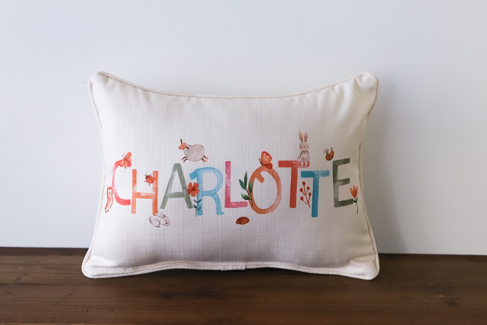 Woodland Girl Name Pillow Little Birdie