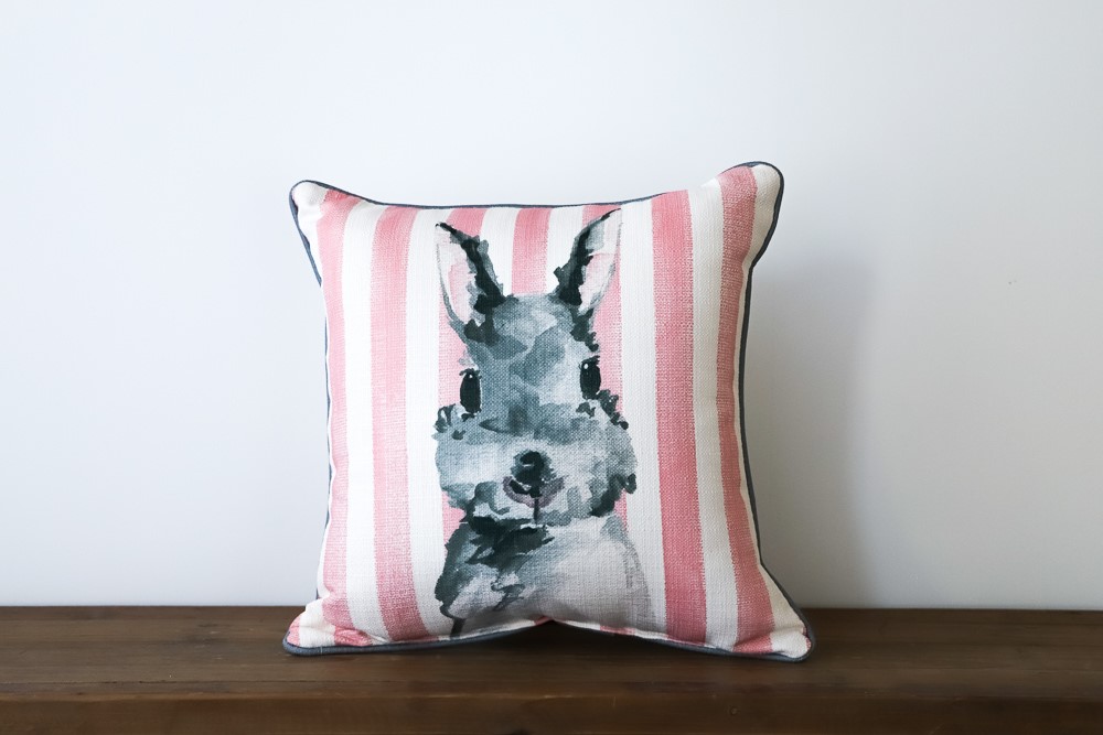 Pink Striped Bunny Pillow x Antique Curiosities CHI0121-AC