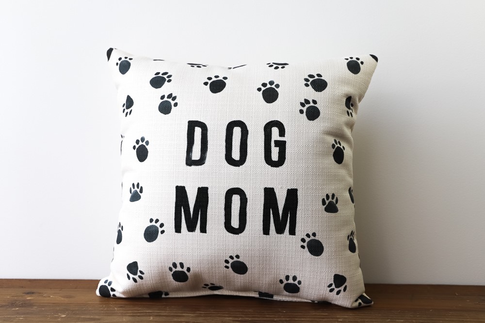 Dog Mom with Paws Pillow TXT0563