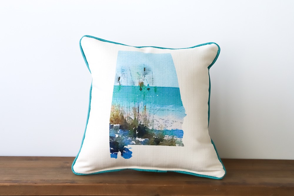 Watercolor Beach Scene Pillow STE0010