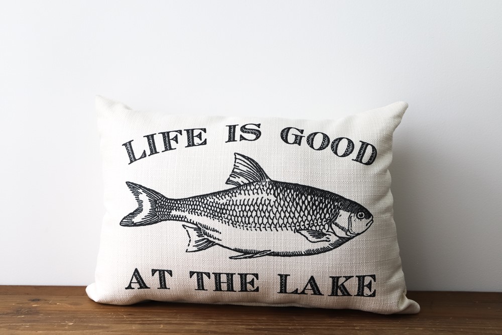 Life is Good at the Lake Pillow TXT0511
