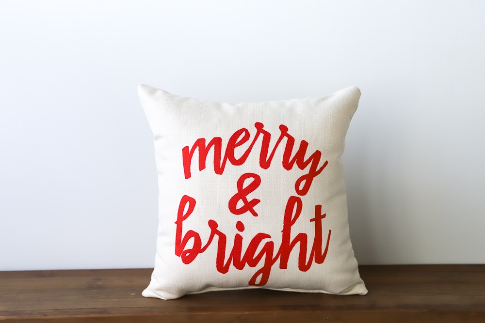 Merry Red Holiday Throw Pillow