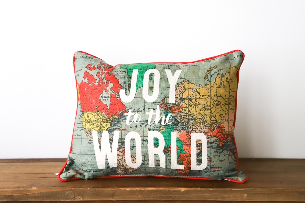 Joy to the World Map Pillow CHR0011