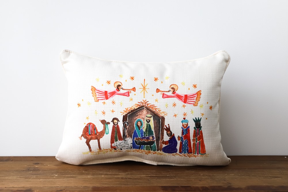 Nativity Scene Pillow Little Birdie