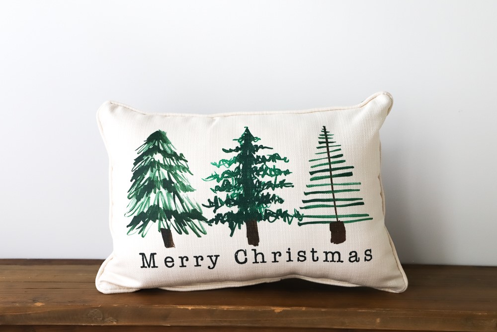 Three Trees Merry Christmas Pillow CHR0034