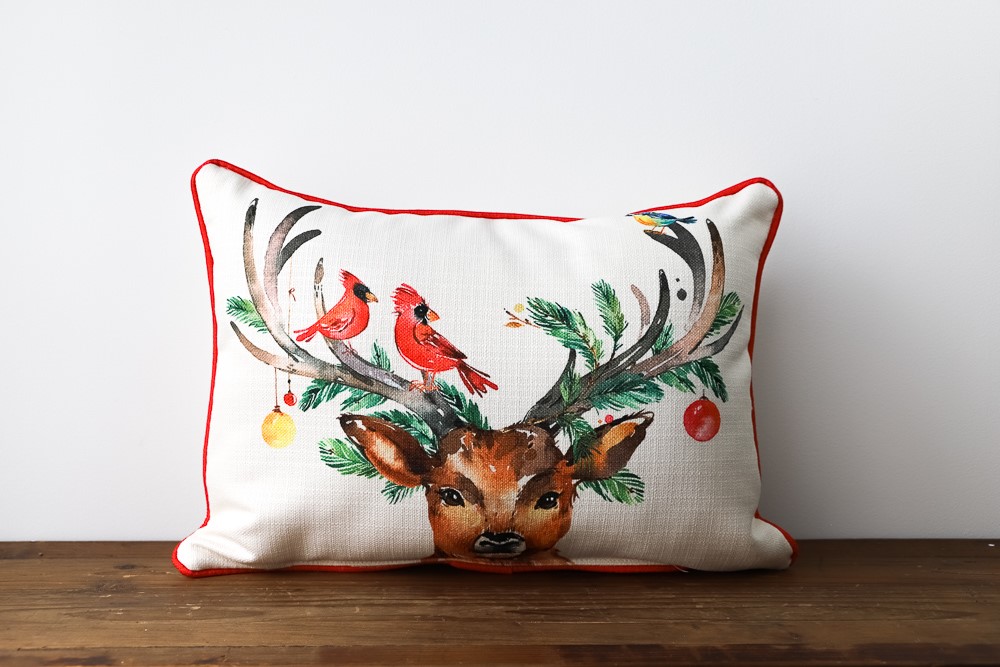 Woodland Deer Christmas Pillow | Little Birdie