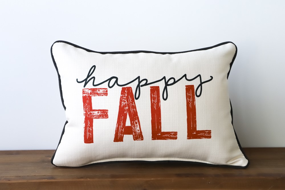Happy Fall Distressed Words Pillow | Little Birdie