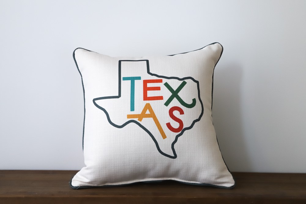 Multicolored Letterpressed State Pillow STE0126