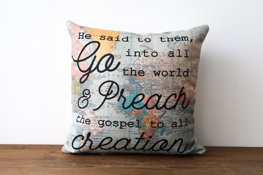 Go Preach the Gospel Map Pillow MAP0012