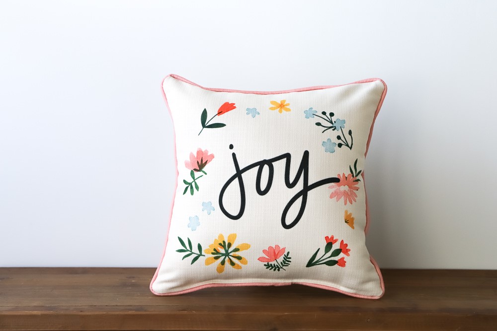 Joy Wildflower Wreath Pillow TXT0560
