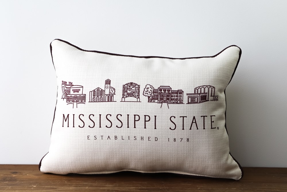 Mississippi State Icons Maroon Pillow