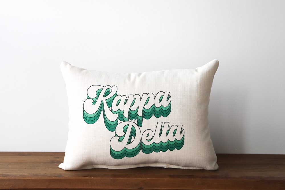 bende Nylon stad Kappa Delta Groovy Script Pillow | Little Birdie