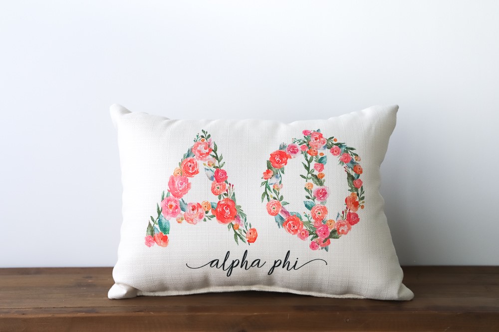 Alpha Phi Sorority Floral Letters Pillow SOR009-APHI