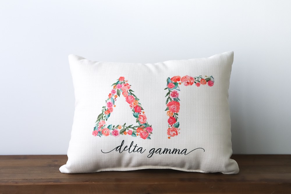Delta Gamma Sorority Floral Letters Pillow SOR009-DG