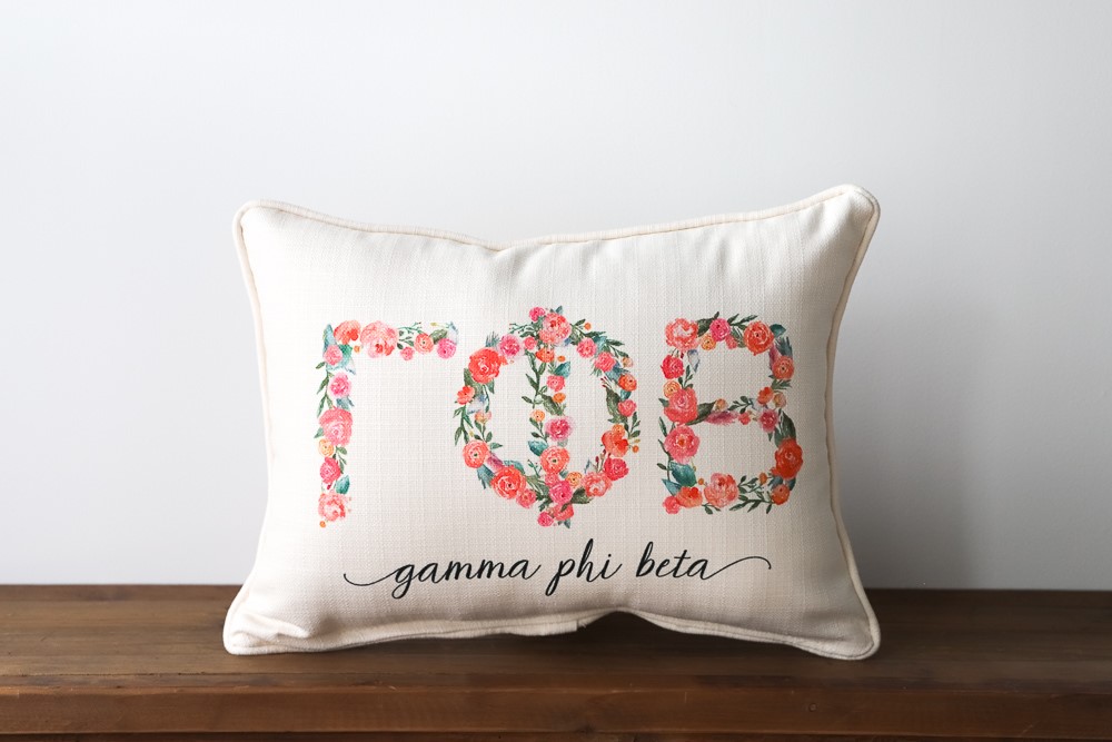 Gamma Phi Beta Sorority Floral Letters Pillow SOR009-GPHI