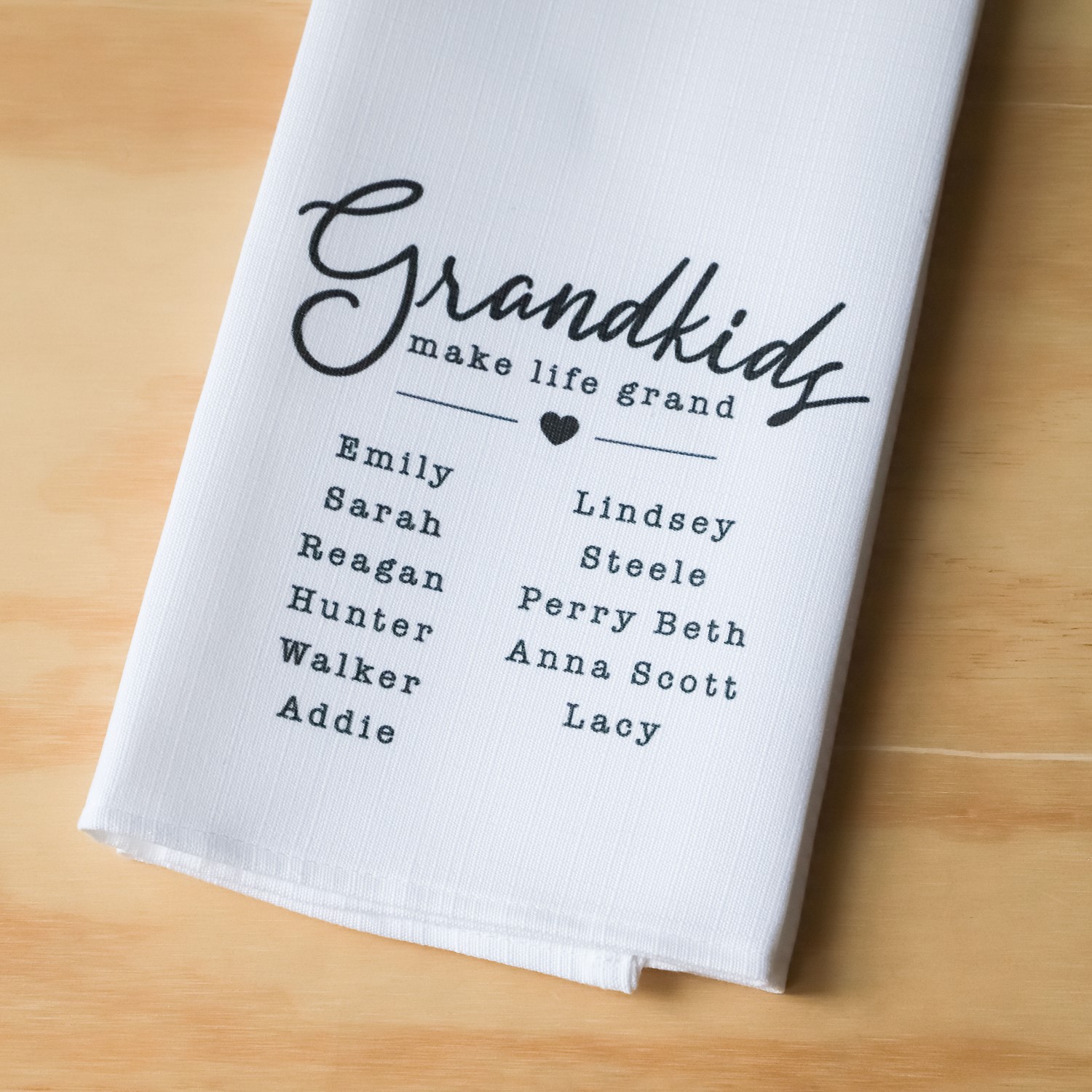 Make Life Grand Names Square Tea Towel TXT0762TT