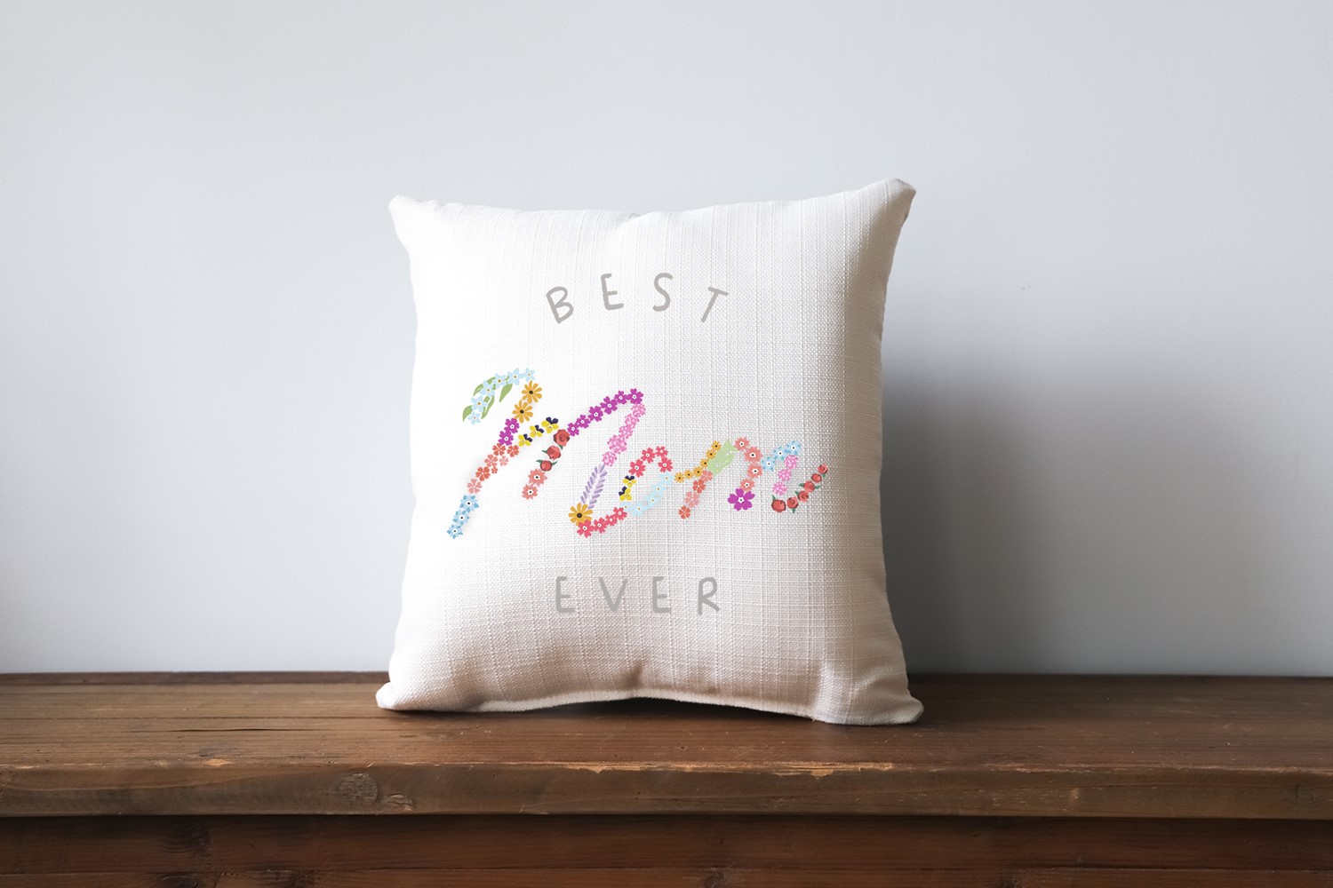 Best Mom Floral Pillow TXT0822