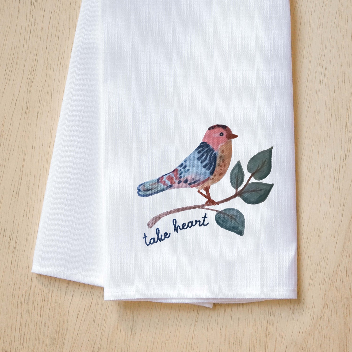 Take Heart Charming Bird Tea Towel | Little Birdie