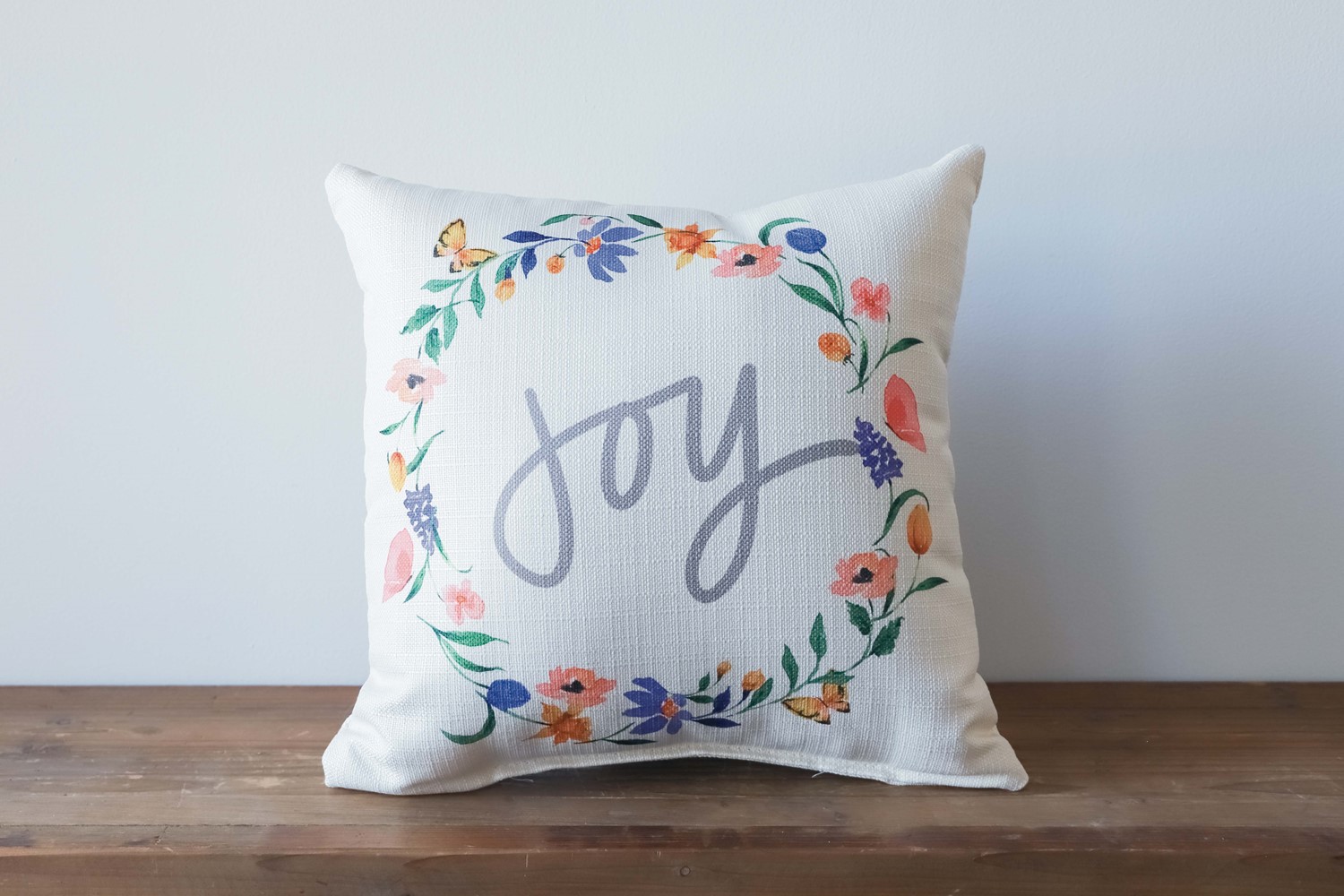 Joy Spring Wreath Pillow TXT0836