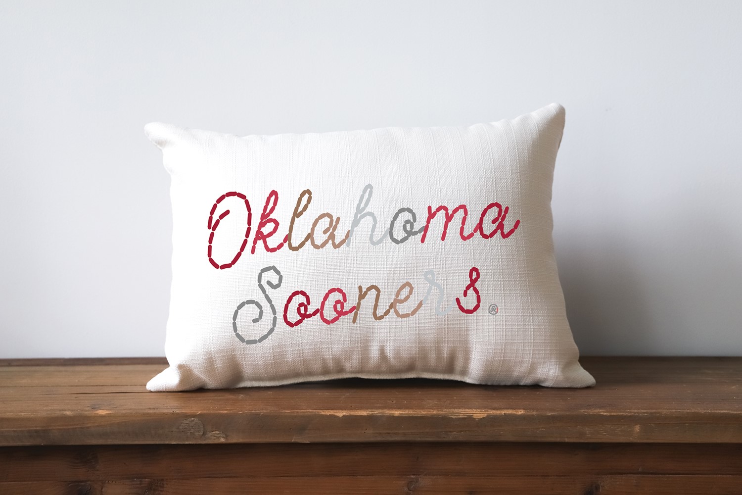 Oklahoma Sooners Stitched Script Collegiate Pillow OU0016