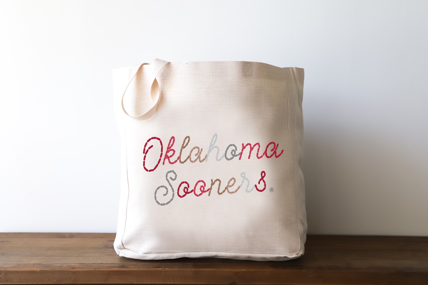 Stitched Script Collegiate Oklahoma Tote OU0016BAG