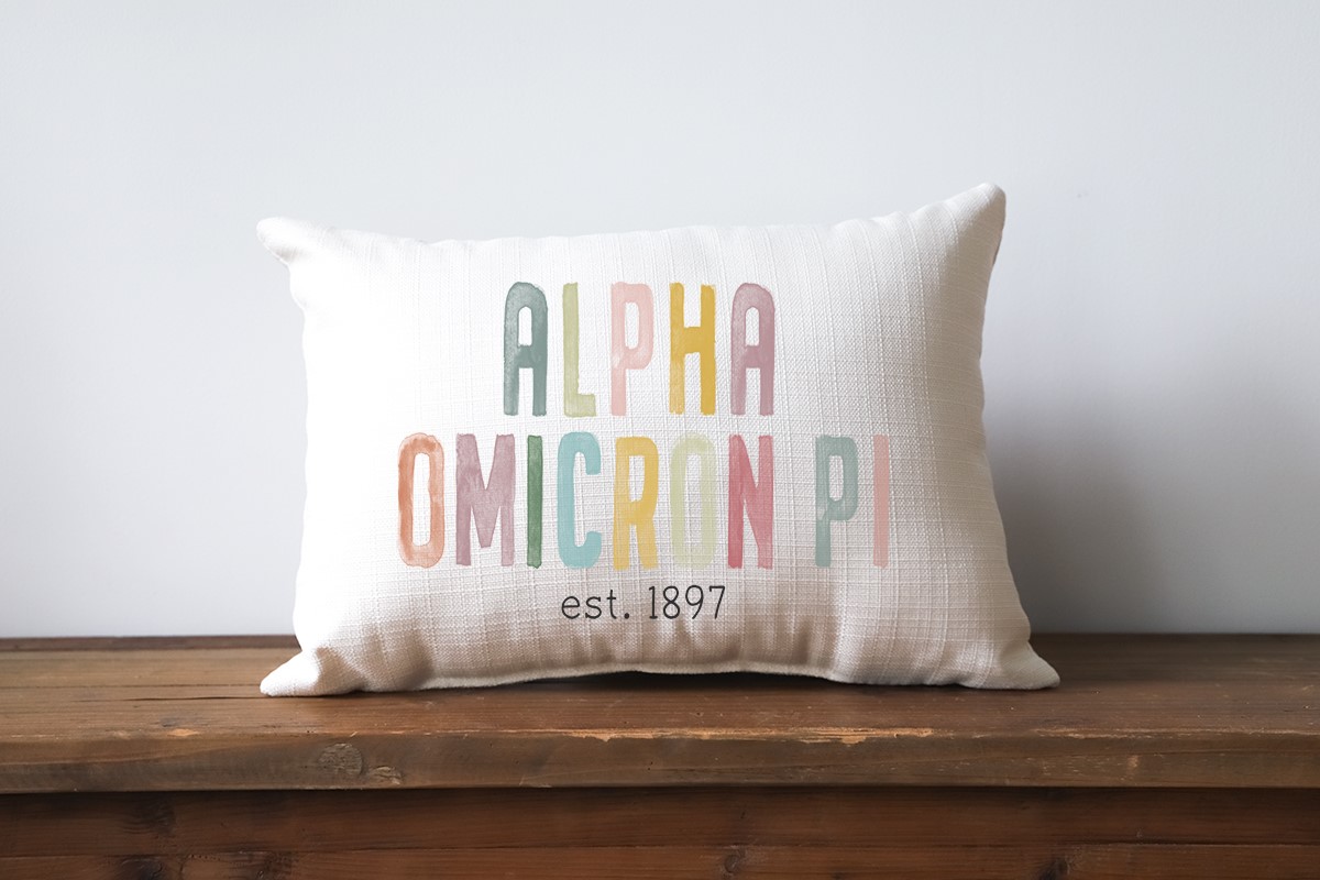 Happy Sorority Poster Tones Alpha Omicron Pi Pillow SOR0033-AOPI