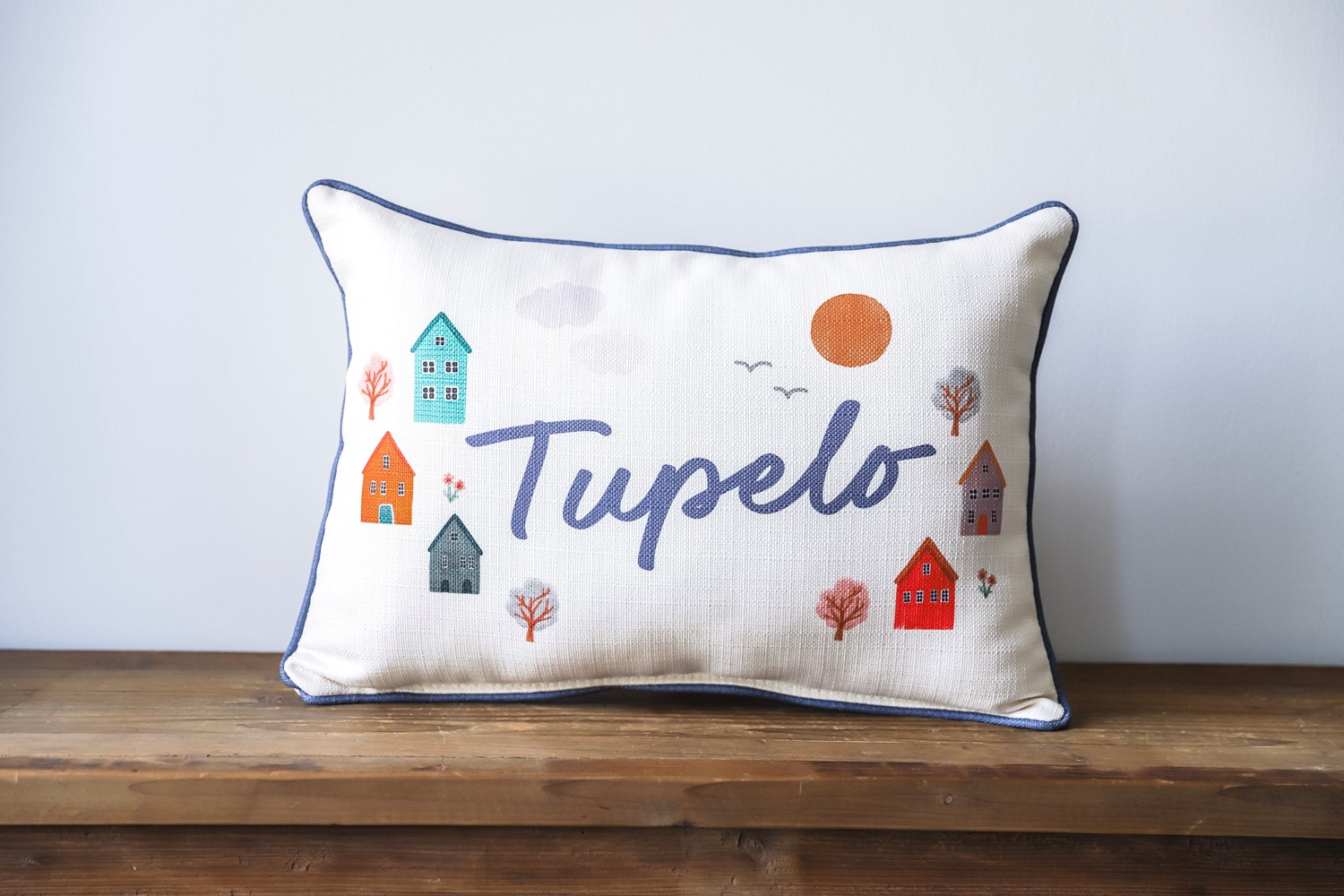 Whimsical Hometown Pillow Little Birdie