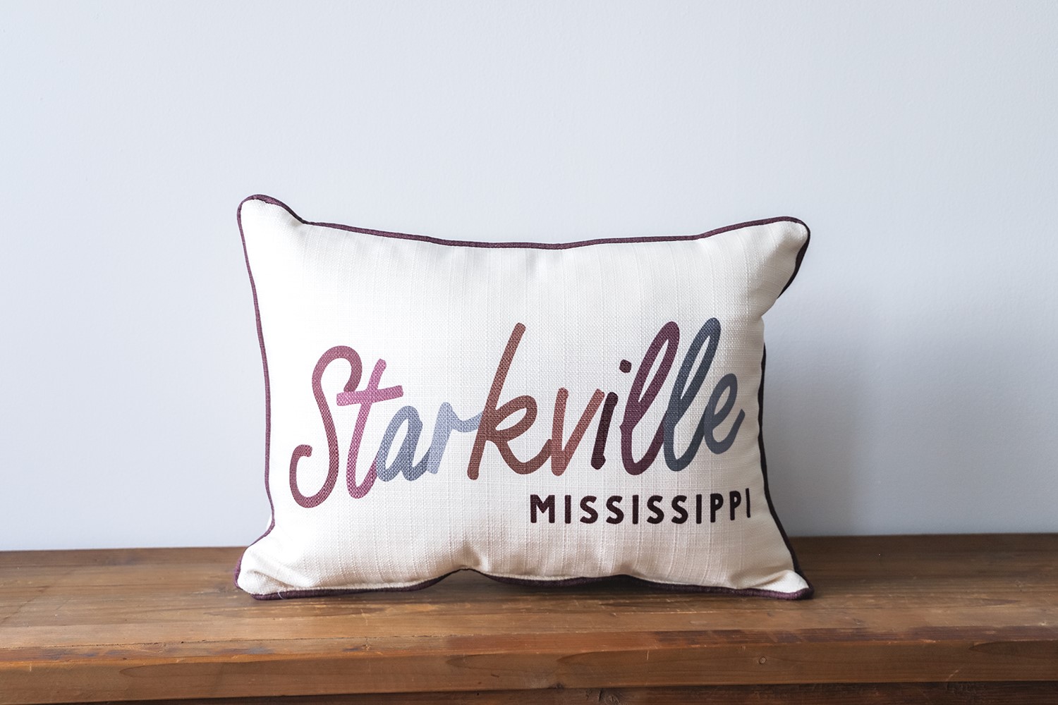 Collegiate Tones City Script Starkville MS Pillow MSU0158