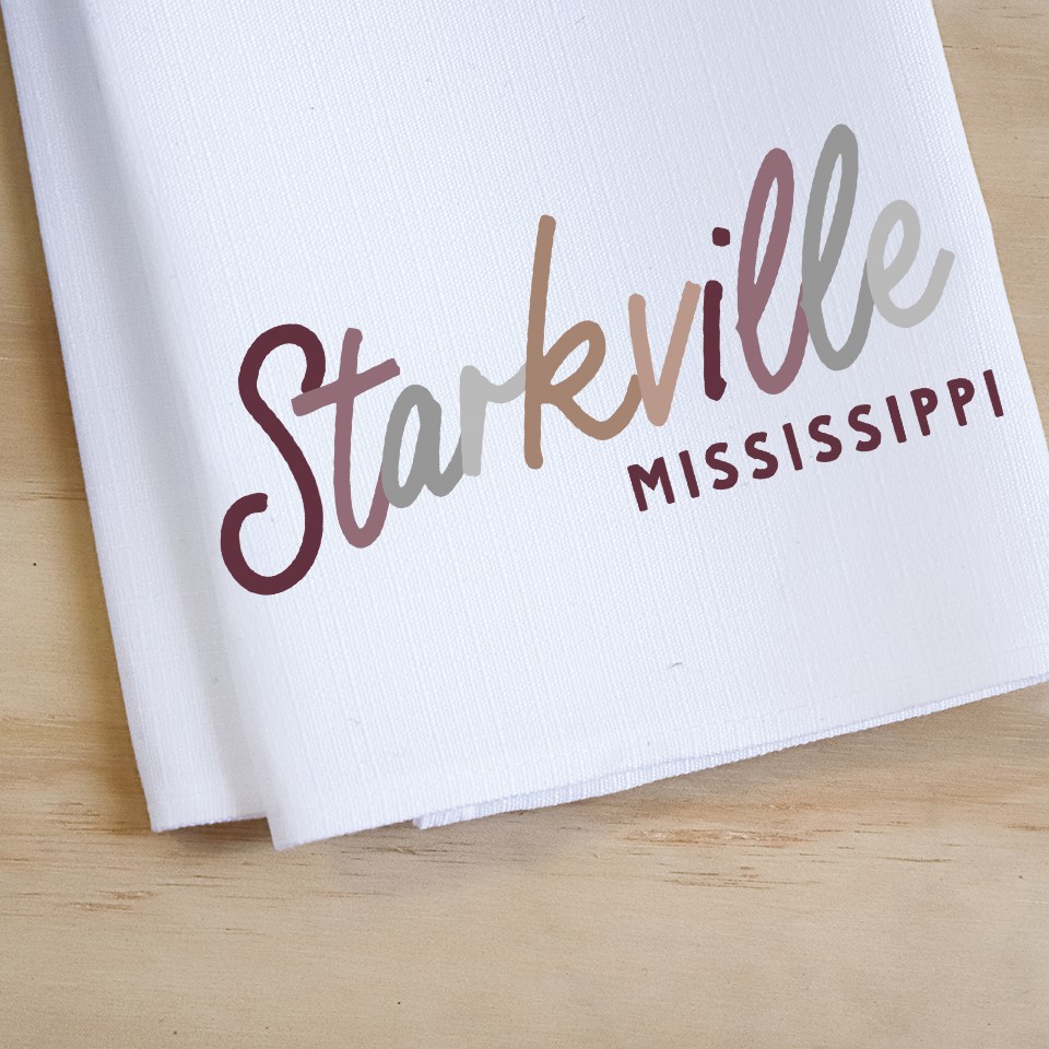 Collegiate Tones City Script Starkville MS Tea Towel MSU0158TT