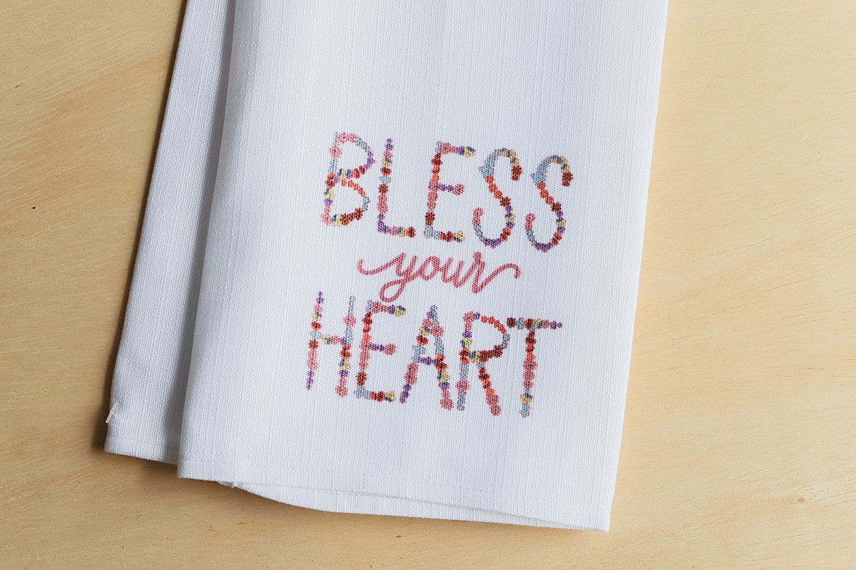 Bless Your Heart Floral Tea Towel