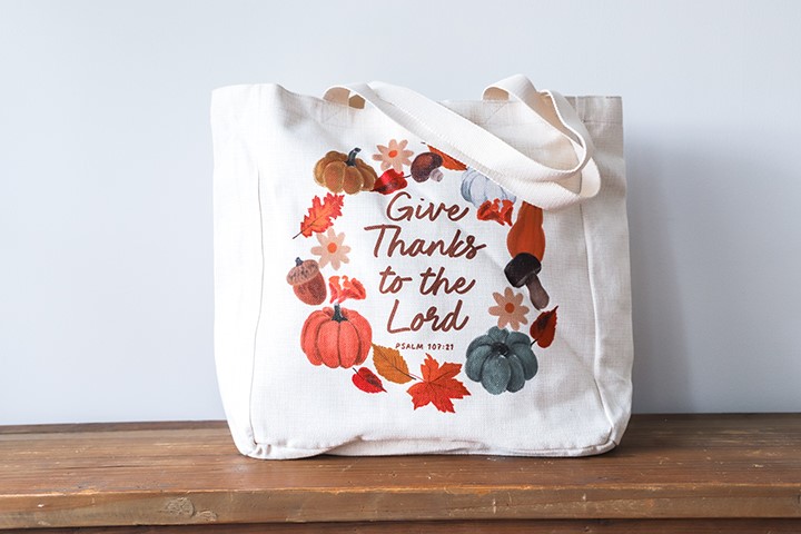 Give Thanks To The Lord Wreath Tote Little Birdie