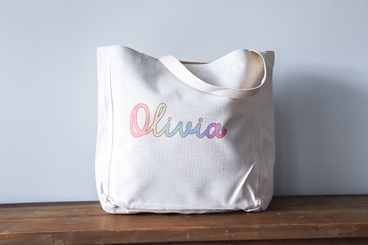 Rainbow Gradient Baby Name Tote Little Birdie