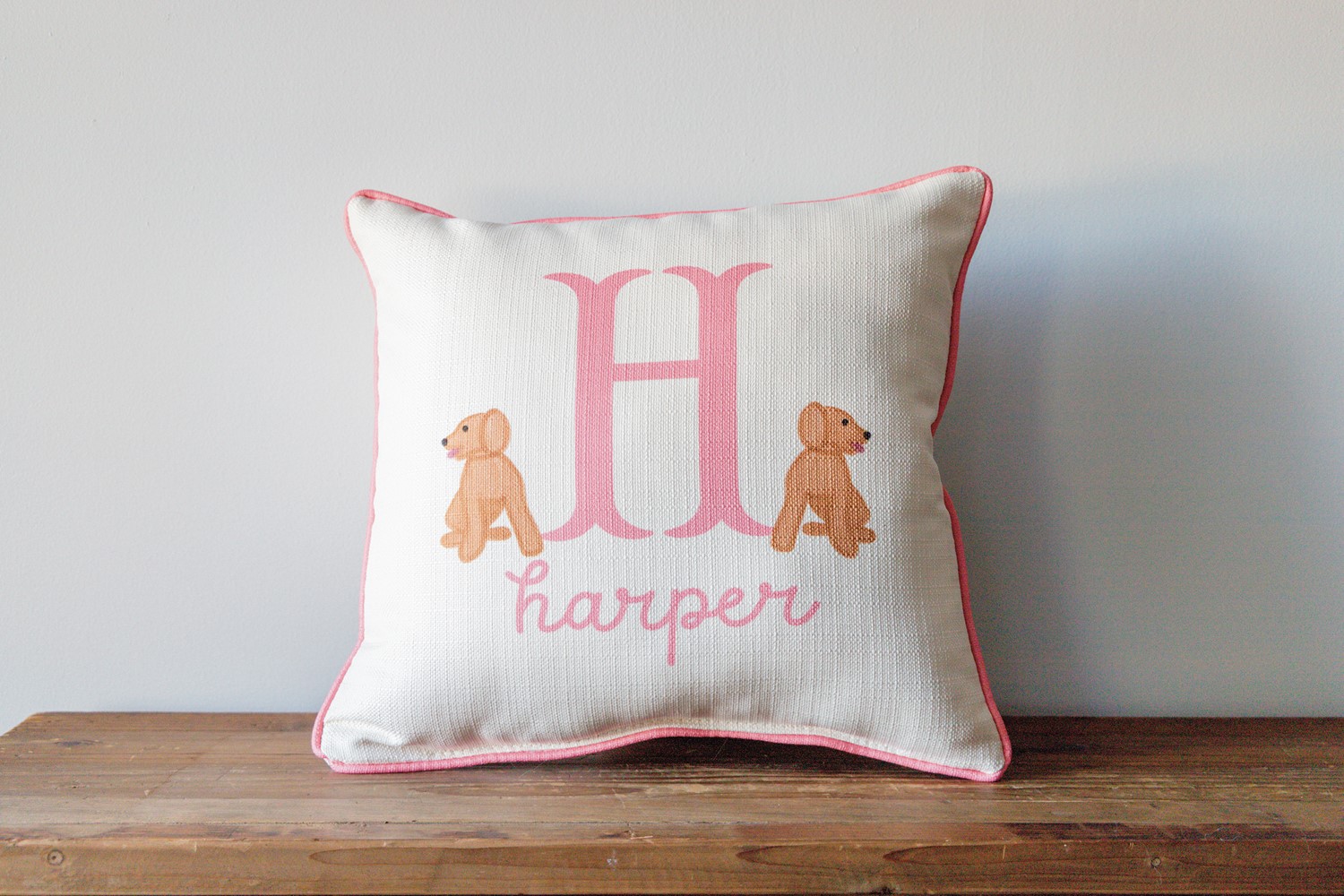 Yellow Lab Girl Initial Pillow CHI0175
