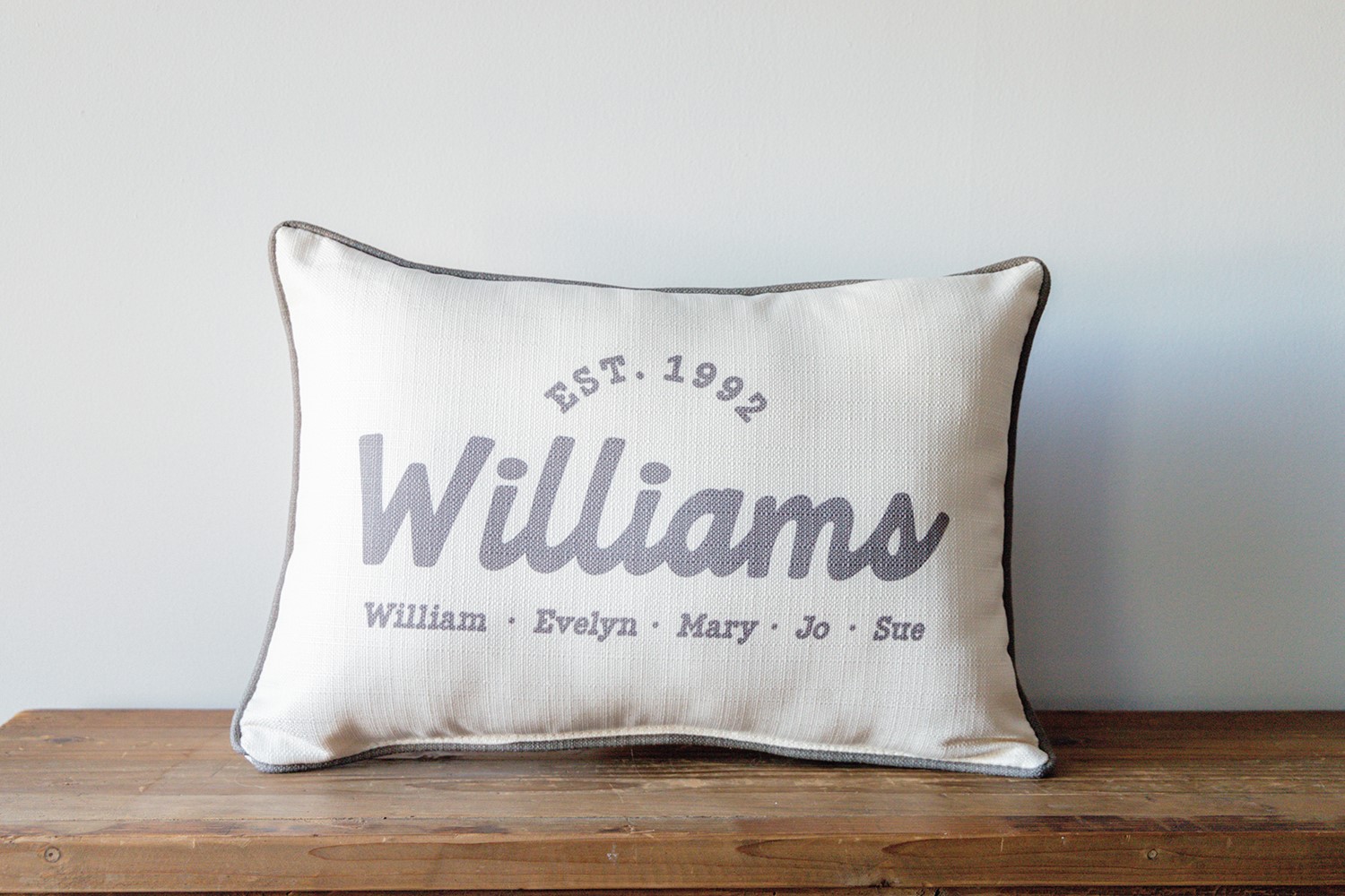 Sunny Family Name Neutral Pillow TXT0970