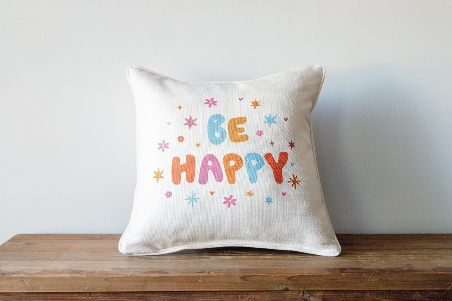 Be Happy Doodle Pillow TXT0925