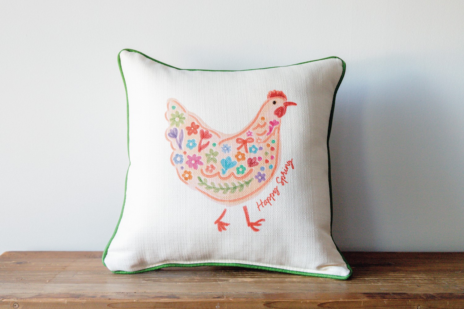 Happy Spring Chicken Pillow TXT0944
