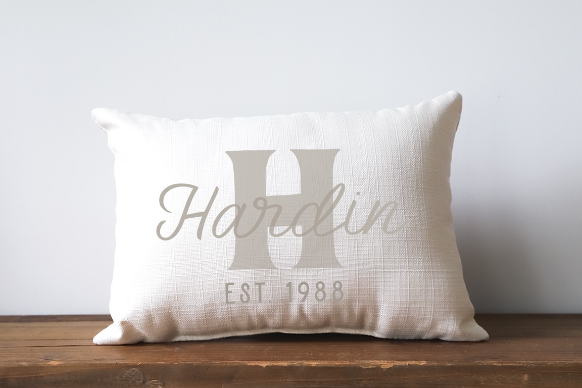 Neutral Last Name Initial Est. Pillow TXT0961
