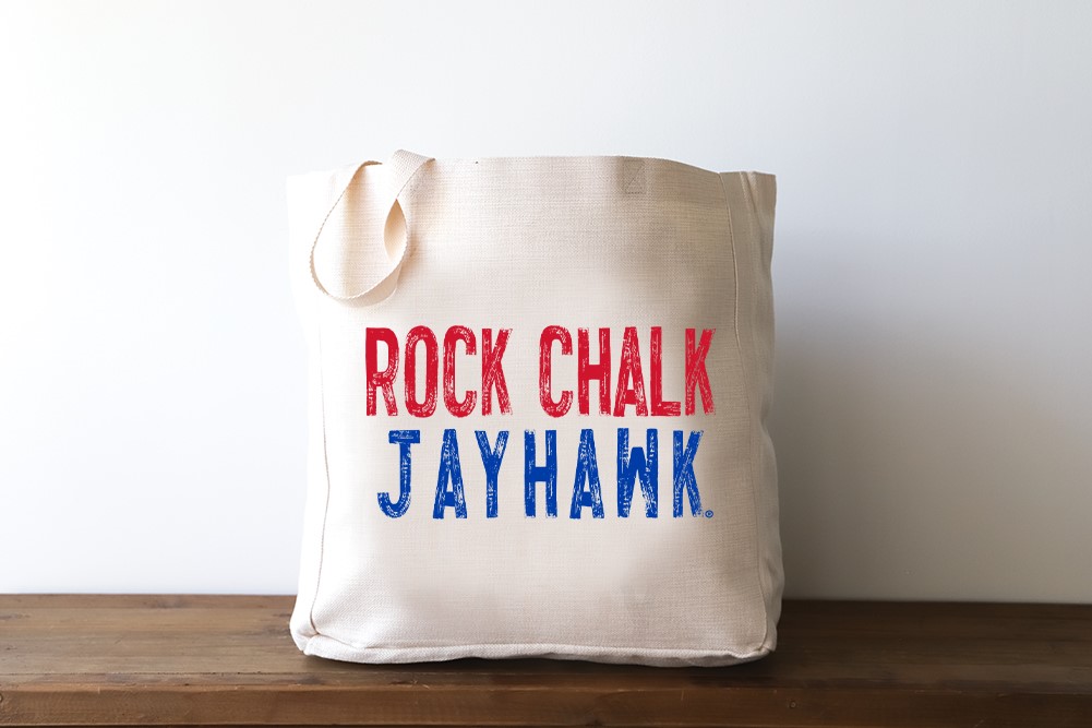 Kansas Rock Chalk Jayhawk Distressed Tote KU0002BAG