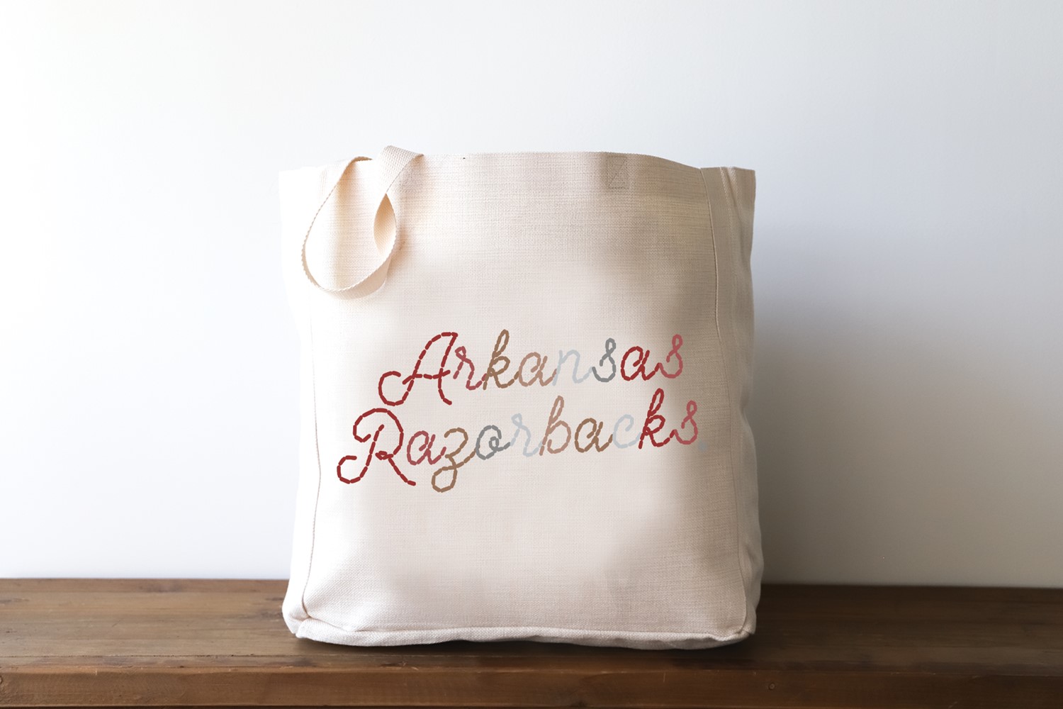 Arkansas Stitched Script Collegiate Tote ARK0030BAG