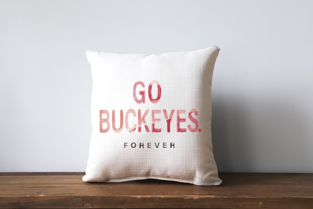 Ohio State Watercolor Motto Forever Pillow Little Birdie