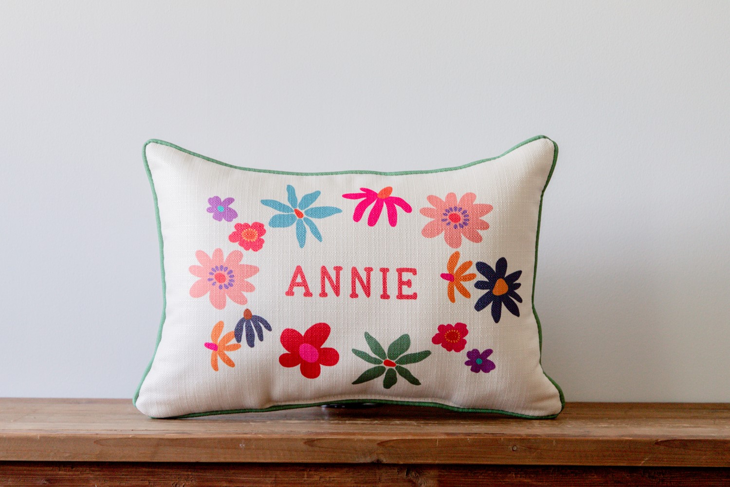 Modern Floral Girl Name Pillow CHI0057