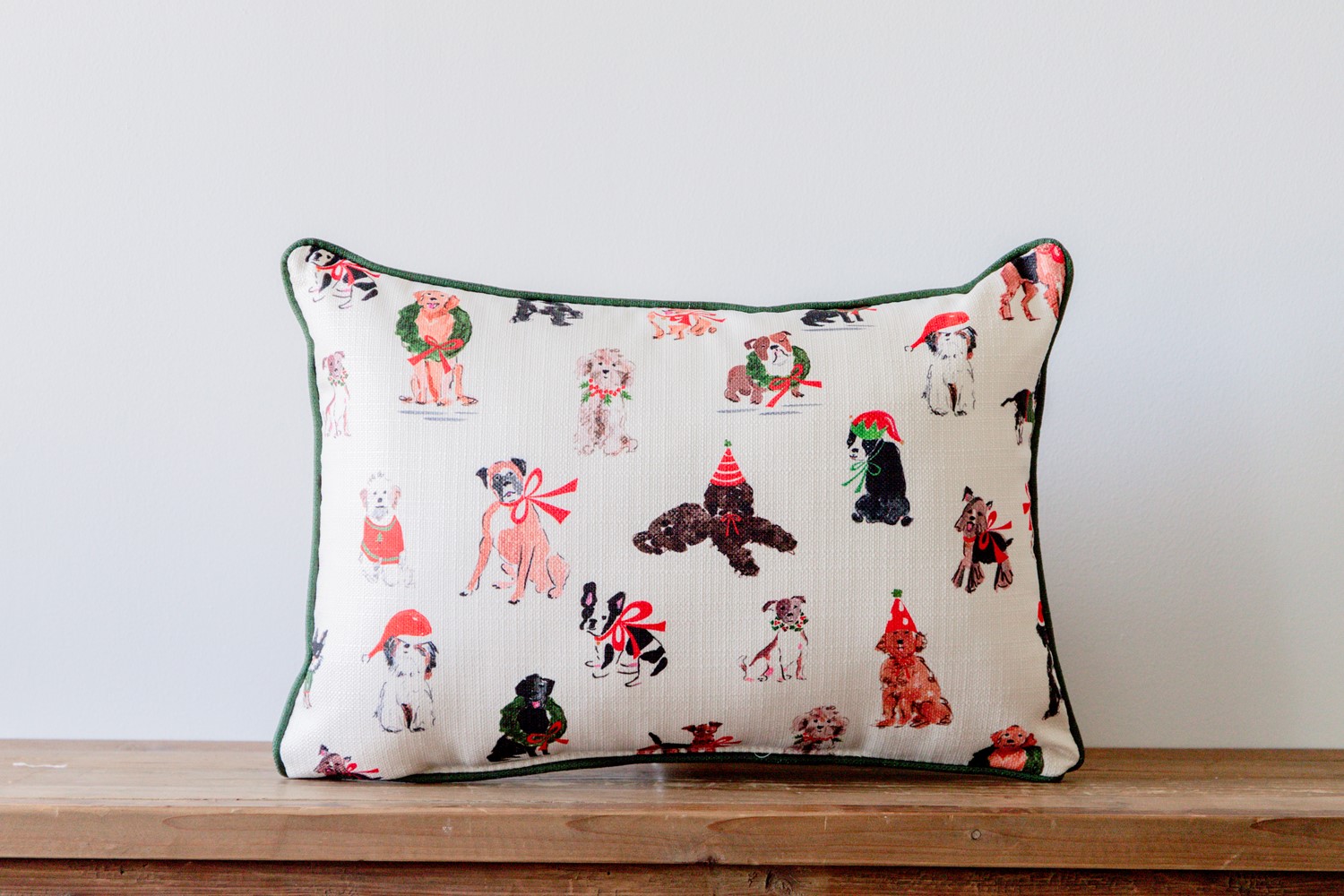 Painted Christmas Dogs Pattern Pillow CHR0260