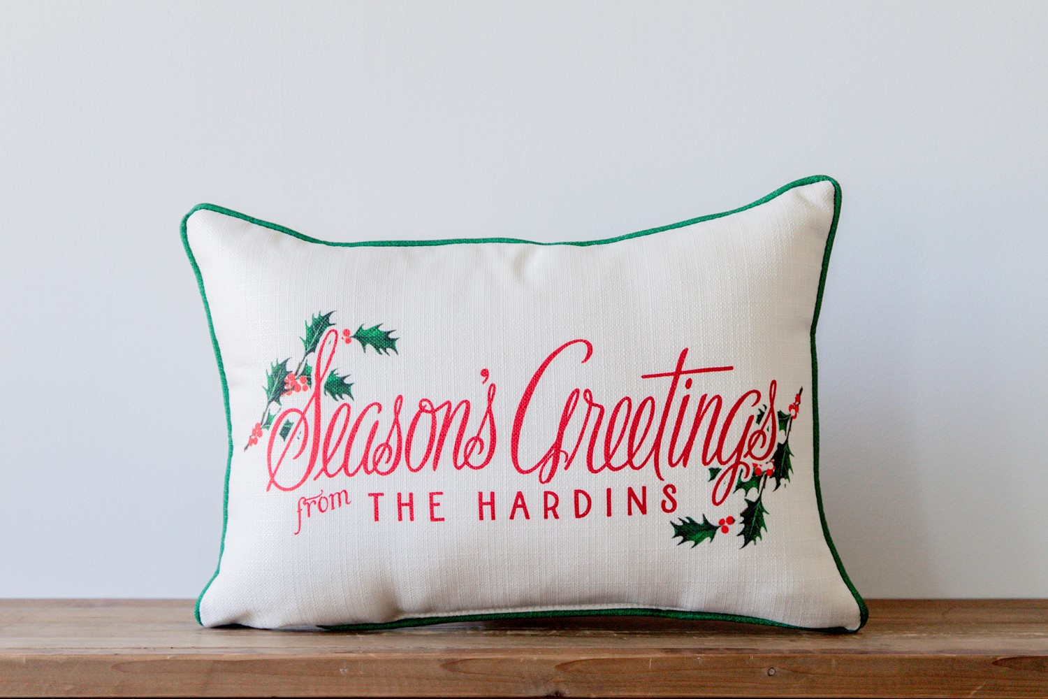 Seasons Greetings From Family Pillow Little Birdie