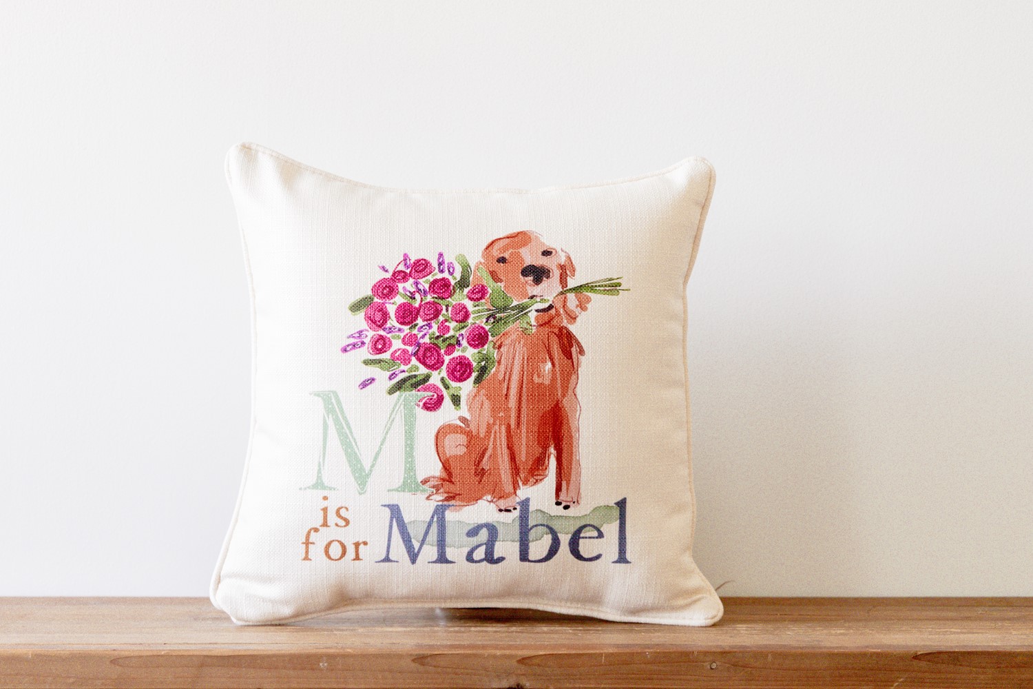 Initial Is For Dog Name Pillow Little Birdie