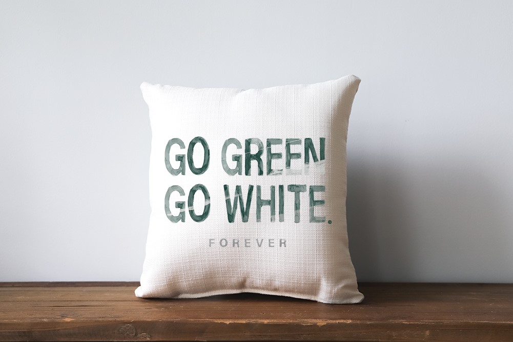 Michigan State Watercolor Motto Forever Pillow MIST0018