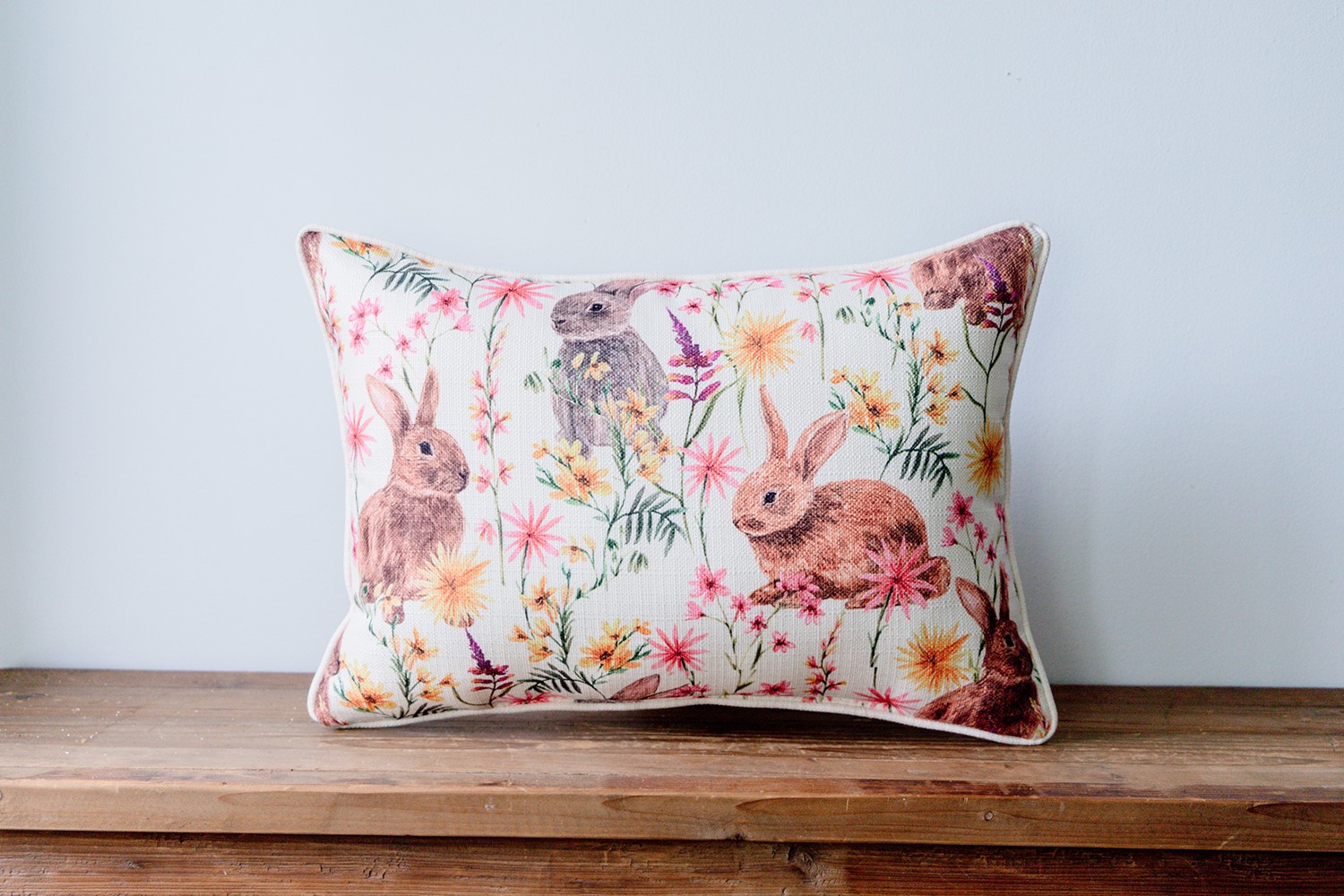 Floral Bunny Pattern Pillow TXT1083