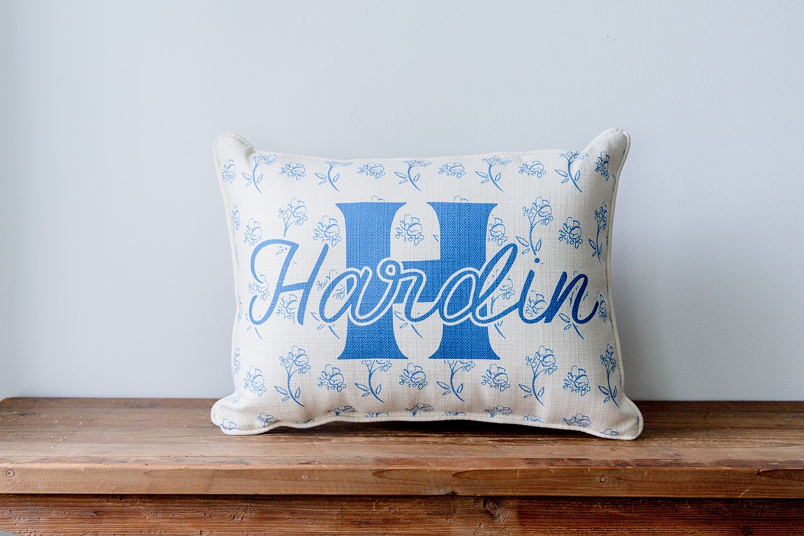 Blue Overlap Name Initial Pillow TXT1068